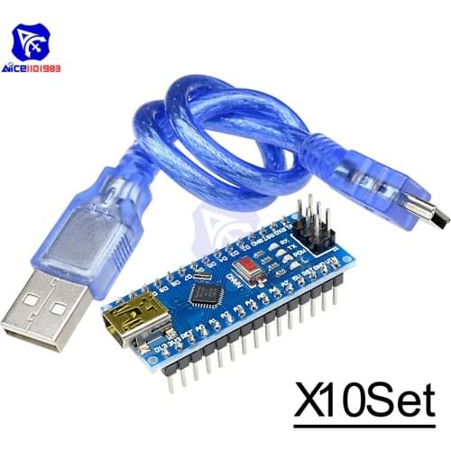 10PCS/Lot Nano 3.0 V3.0 Driver ATmega328 ATmega328P Atmega328P-AU 5V 16M Micro Controller Board CH340 for Arduino USB Cable