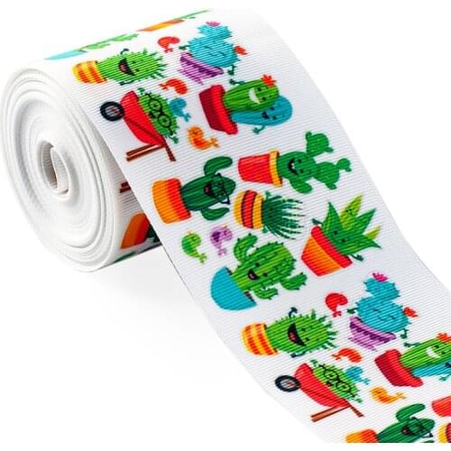 10yards - Different Sizes - Mexico Cactus ribbon Printed Grosgrain Ribbon DIY Materials