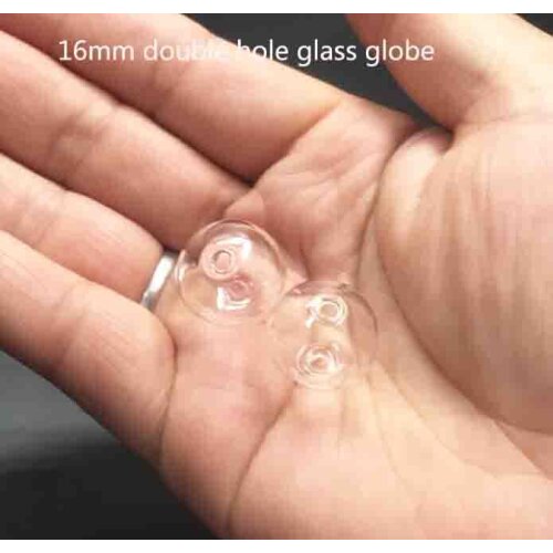16mm Double Hole Ball Glass Globe Glass Bottle Vial Pendant Necklace Perfume Essential Oil Accessories Findings Handmade 300pcs