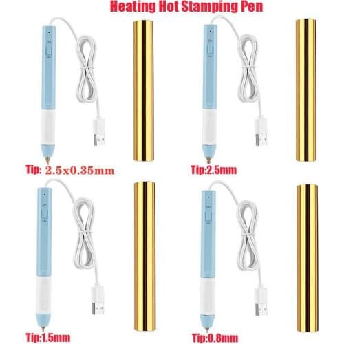 2.5mm/1.5mm/0.8mm/Calligraphy Tip USB Heat-resistant Grip Heating Hot Stamping Pen for DIY Scrapbooking Card Craft Heat Foil Pen