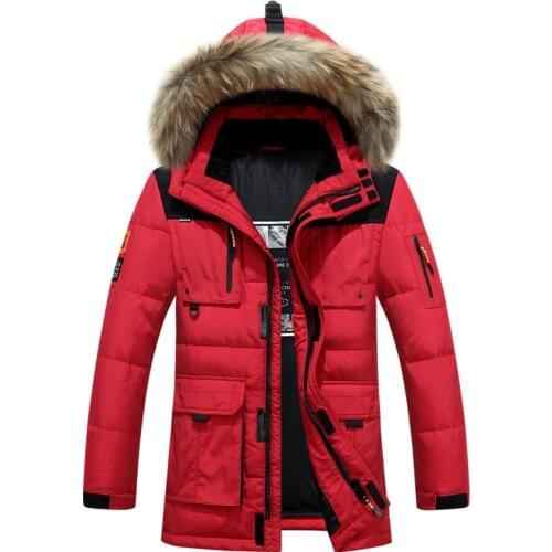 -20 Degree Winter Jacket Men Down Parkas Jacket Man White Duck Down Coat Windbreaker Thick Warm Overcoat Fur Hooded Warm Parkas