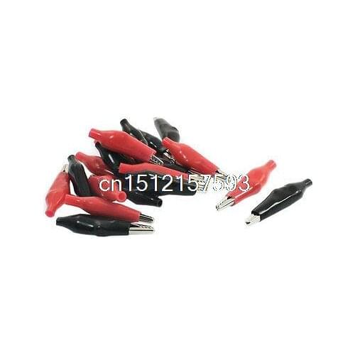 20PCS Red Black 44mm Length Crocodile Alligator Test Clip Connector
