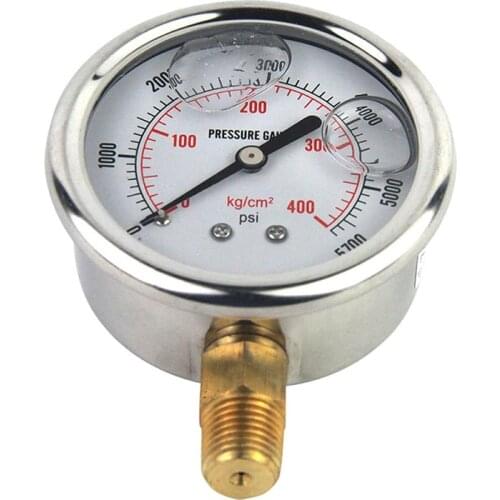 2020 new Stainless Steel Hydraulic Liquid Filled Oil Pressure Gauge 0-5000 PSI with Brass Internals