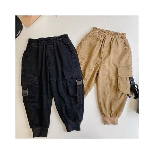 2021 Childrens Trousers New Baby Boys Fashion Footwear Pants Loose Boy Casual Pants Big Pocket Baby Pants Toddler Outwear 2-8Y