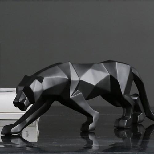 3D Geometric Section Cheetah Sculpture Nordic Desktop Decor Resin Crafts Animal Statue Decoration Cheetah Ornament 44*14*8cm
