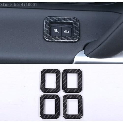 4pcs Carbon Fiber ABS Car Door Safety Lock Switch Button Frame Trim For Land Rover Discovery Sport 2015-2017 Car-Styling