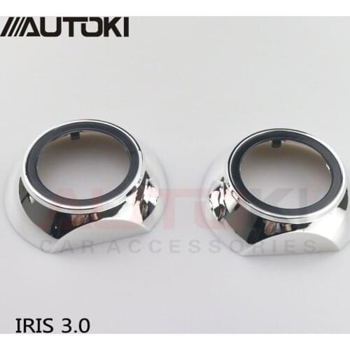 Autoki Iris HID Projector Shrouds Masks Hoods Bezels for Projector Retrofit Chorme Black Fit 3.0 2.5 inch Lens Q5 E5 WST