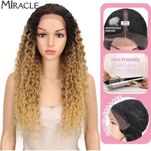 Noble Hair Synthetic Wig Curly High Temperature Fiber Hair 26 Inch Natural Blonde Synthetic Lace Front Wigs For Black Women