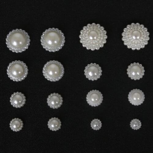 20-200Pcs MultiSize Ivory Flat Back Half Round ABS Pearl Flower Scrapbook Beads DIY Crafts Phone Decoration Jewelry Making Beads