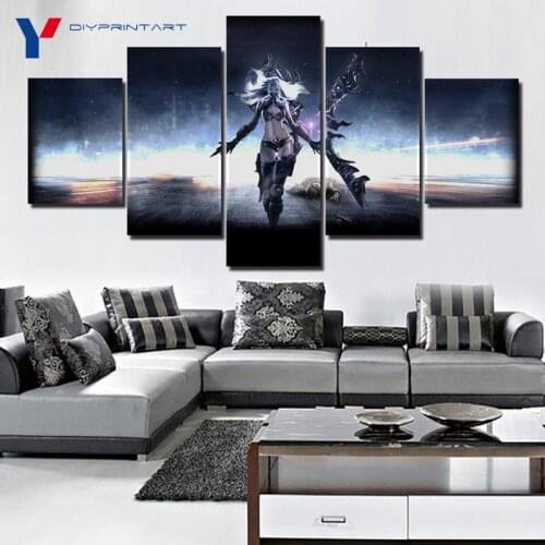 Girl Irelia 5 Pcs/set Wall Art Canvas Painting LoL Game Poster Wall Decorations Living Room Print Poster Paintings
