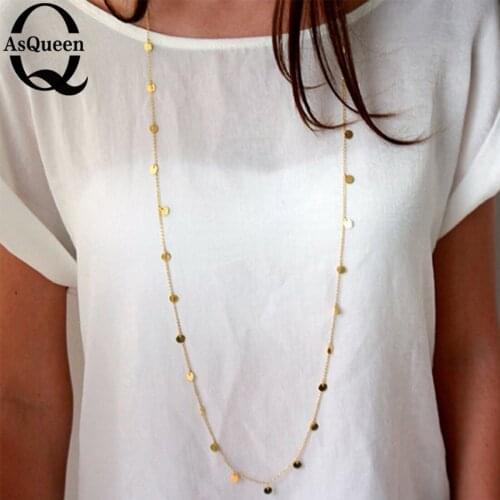 120cm Long Bohemia Trendy Women Jewelry Statement Necklace Personality Long Sequins Pendant Maxi Collar Chain