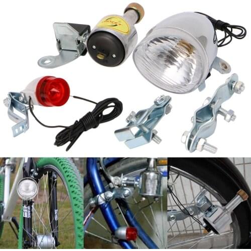 E9LE Bicycle Motorized Bike Friction Dynamo Generator Head Tail Light With Acessories