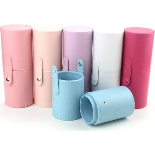 PU Leather Makeup Storage Holder Cosmetic Cup Case Box for Makeup Brush Pen PU Leather Travel Makeup Brushes Holder Storage