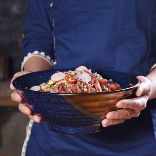 Ceramic Large Ramen Bowl Kitchen Utensils Porcelain Noodles Fast Food Dinner Sets Fruit Sugar Salad Bowls Tableware for Serving