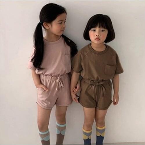 Summer Children Clothing Sets Kids Clothes Korean Style Child Short Sleeve T-Shirts +Shorts Sets for Boys and Girls Vest Outfits