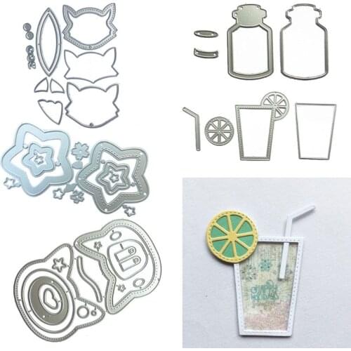 Foxes Bottle Cat Star Pendant Keychain Metal Steel Embossing Cutting Dies Leather Art Craft Dies Jewelry Making Tools