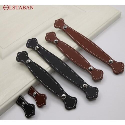 LSTABAN European-Style Modern Cabinet Door Exposed Leather Handle Wardrobe Door Cabinet Tv Cabinet Drawer Leather Handle