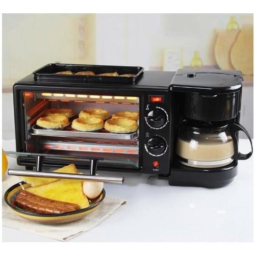 Multi-functional Fully automatic household coffee machine electrical bread breakfast machine 3 in 1 maker bake oven fried egg