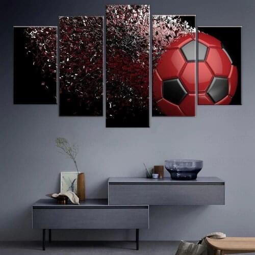Modular Painting Canvas Wall Art Pictures Home Decor 5 Pieces Soccer Abstract Football Disintegrate For Living Room Poster Frame