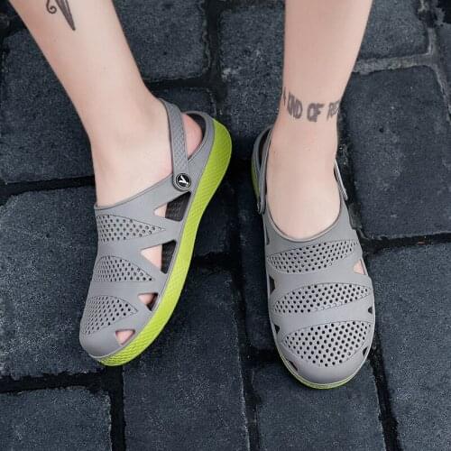 Men 39 s mesh sandals hollow lightweight breathable holes casual clogs new 2019 summer shoes garden beach eva slippers male home