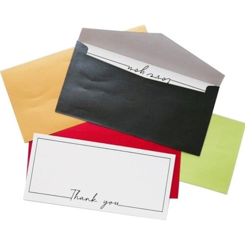 10Set Card+Envelope Gift Kraft Pape Stationery best wishes message thank you green red yellow 22x10.8cm
