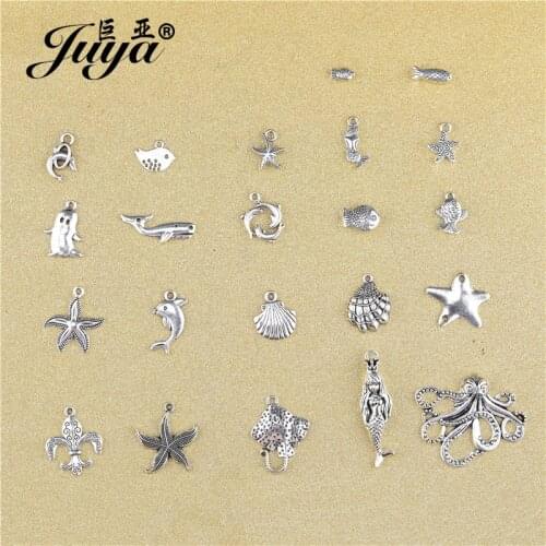 Multiple Styles Zinc Alloy Mermaid Starfish Dolphins Marine Life Shape Charms Pendant For Necklace Bracelet DIY Jewelry Making