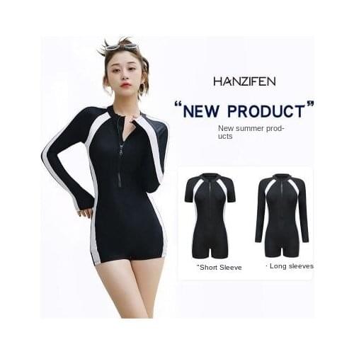 New Summer Women Sportswear One-piece Swimsuit Long-sleeve Beach Swimwear Body Suits