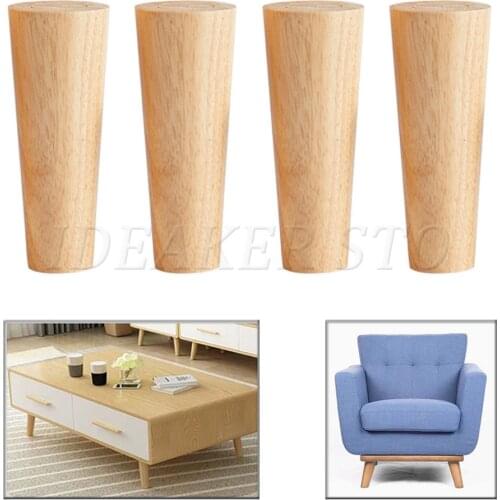 4PCS Oak Wood Solid Furniture Legs Carbinet Sofa Table Bed Feet Cupboards Iron Plates Screws Gaskets