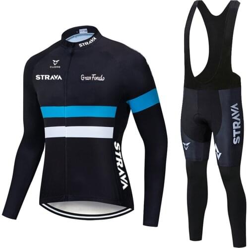 Autumn Cycling Jersey Set 2020 STRAVA Long Sleeve Mountain Bike Clothes Wear Men Racing Bicycle Clothing Ropa Maillot Ciclismo