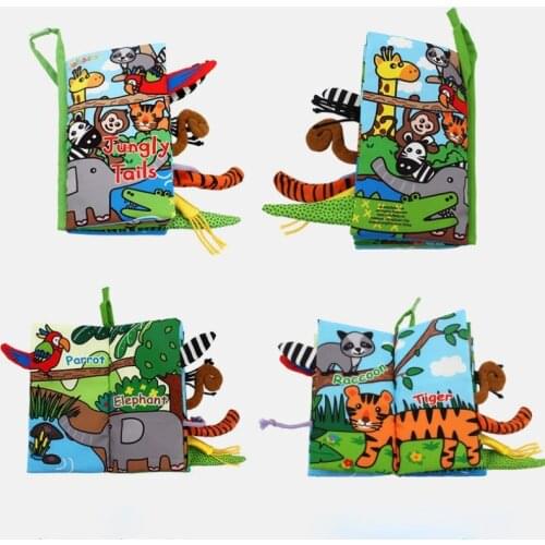 0-36M Baby Early Learning Tail Cloth Book Ring Paper Function Enlightenment Education Book Baby Cloth Book