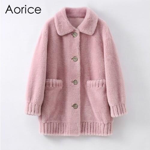Aorice Winter Women Wool Fur Coat Trench Sheep Shearing Jacke Coats Lady Female Warm Jackets Parka H6007