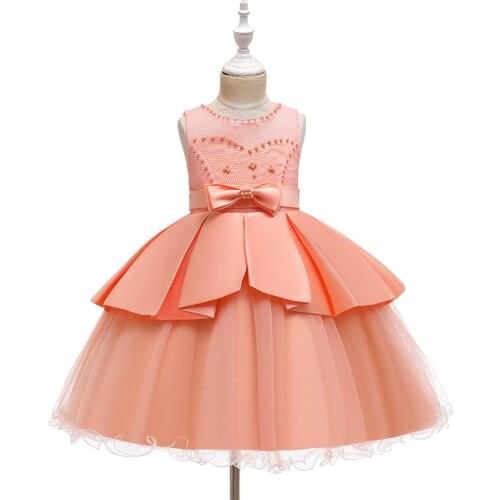 Baby girl dresses bow beaded princess dress performance dresses girls dresses for party and wedding CHD20187