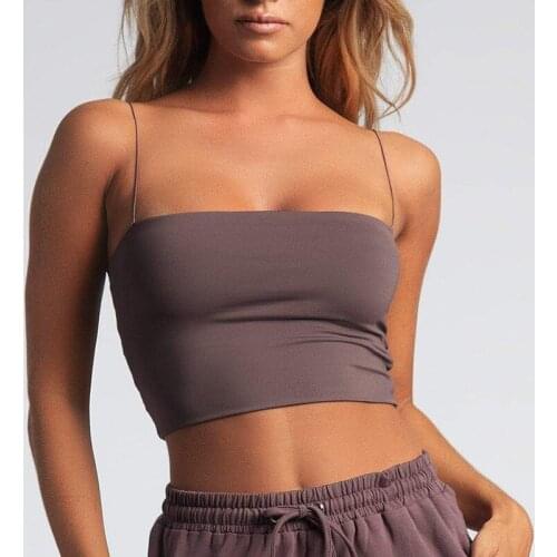 Sexy Tank Crop Tops With Padded Short Strap Vests Sexy Stretch Womens Tube Top Women Camisole Underwear Lingerie Intimates