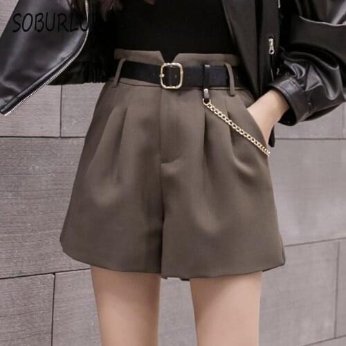 SOBURLUR 2021 Summer Trouser Suits Womens Shorts Woman Clothing Casual Wide Leg Pants Loose Korean Fashion All-match Female New