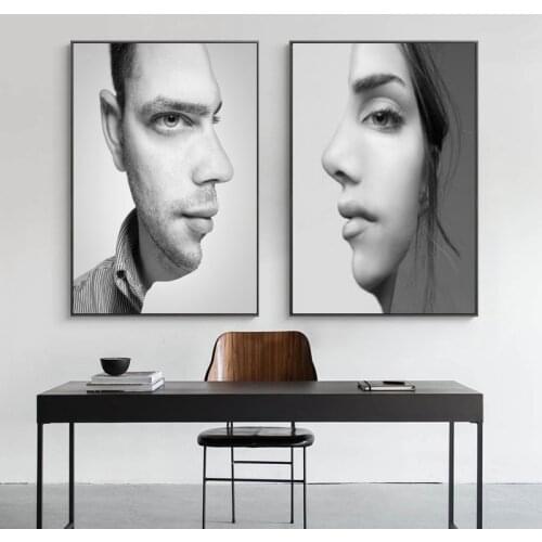 Modern Nordic Black and White Portrait Posters and Prints Canvas Painting Abstract Wall Art Wall Pictures for Living Room Decor