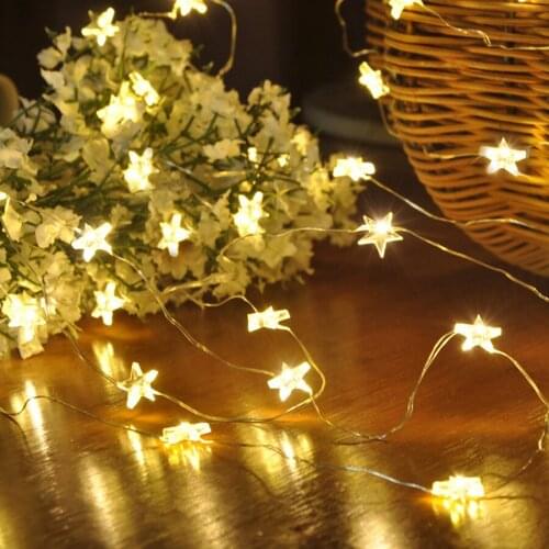 2M/3M/4M Fairy Stars LED String Lights Battery Powered Copper Wire Christmas Decoration Night Lamps for Holiday Wedding Party