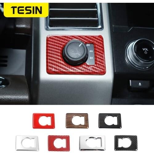 TESIN ABS Car 4WD Four Drive Wheel Switch Button Knob Decoration Cover Trim Sticker For Ford F150 2015+ Interior Accessories
