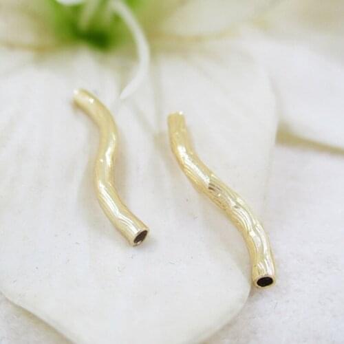 Vacuum plating gold Striped carved pattern elbow spacer beads connector S Tube Bead for making jewelry 20*2mm 10pcs