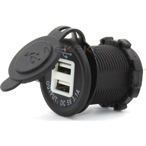 Waterproof USB Charger Adapter Socket 12-24V Outlet Power Jack Marine Motorcycles With LED Indicator