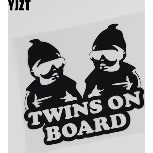 YJZT 15.2CM*14.3CM TWINS ON BOARD Vinyl Decal Funny Baby Car Sticker 13C-0029