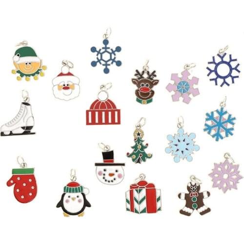 10-50PCS New creative Christmas dripping oil ornaments Santa Claus pendant Christmas tree diy earrings pendant alloy accessories