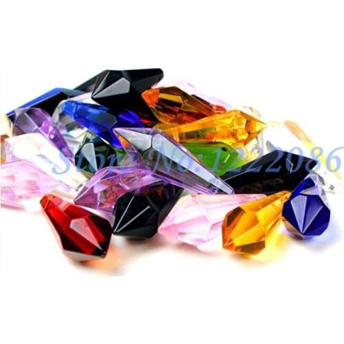 100pcs 38mm Mixed Colors Crystal U-drop Icicle Prism Suncatcher