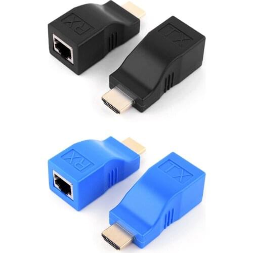 2Pcs Extender Extension Up Ethernet Cable RJ45 4K HDMI-compatible to RJ45 Extender 30m CAT5e Cat6 Network Ethernet LAN