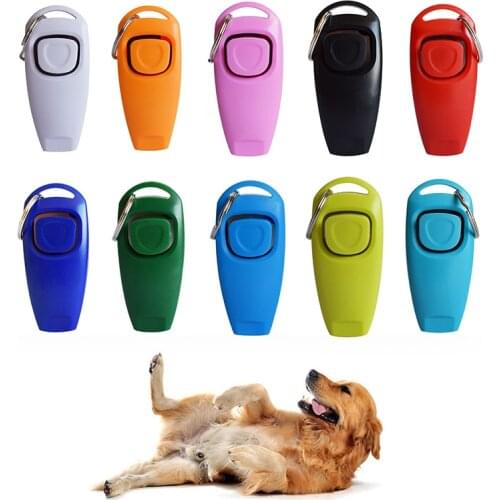 2 In 1 Pet Clicker Dog Training Whistle Answer Card Pet Trainer Assistive Guide With Key Ring Dog Pet Supplies Dog Accessories