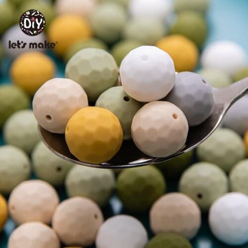 Lets Make 20PCS Polyhedral Silicone Beads 15mm Food Grade Silicone DIY BPA Free Jewelry Baby Teether Toys Newborn Baby Care