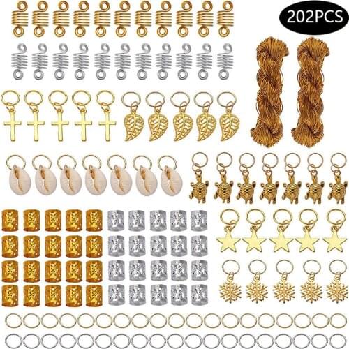200Pcs Metal Rings Gold Hair Braid Dreadlocks Beads Hair Rings/Cuffs Diy Hair Clip Hair Cuffs Dread Tube Charm Dreadlock