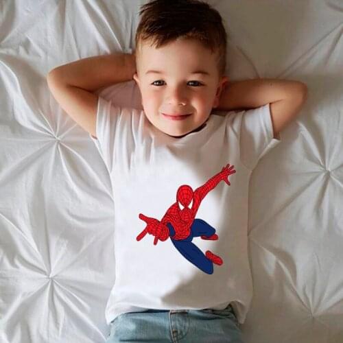 2021 New Summer Cute Print Summer T-shirt Spiderman Boys and Girls Hulk T-Shirt Baby Round Neck Casual Loose Beautiful T-shirt