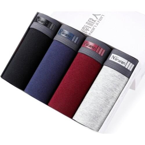 4pcs/Lot Men Underwear Boxer Underpants High Quality Comfortable Breathable Antibacterial Male Boxer Pants Cotton Boxer