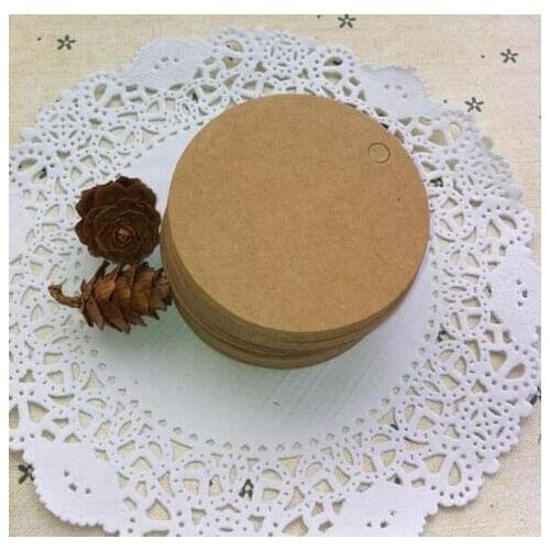 5cm Mini Wedding Decoration 200pcs/lot Brown Black white Kraft Paper Tags Round Label Wedding Gift Hang Tag DIY Food Tag
