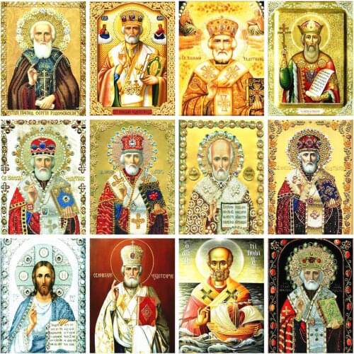 5D Full Square/ Round Diamond Painting Art Religion Portrait Saint Nicholas Diamond Embroidery Mosaic Christian Home Decoration